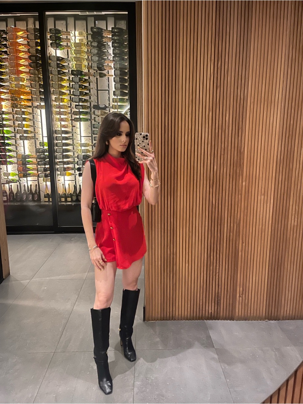Zara - Red Sleeveless Mini Romper with Side Buttons Detail